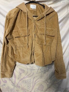 American Eagle Corduroy Hooded Jacket - Camel/Tan